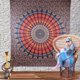 thumbnail image 2 of Hippie indio bohemio psicodélico dorado azul pavo real Mandala Wa, 2 of 4