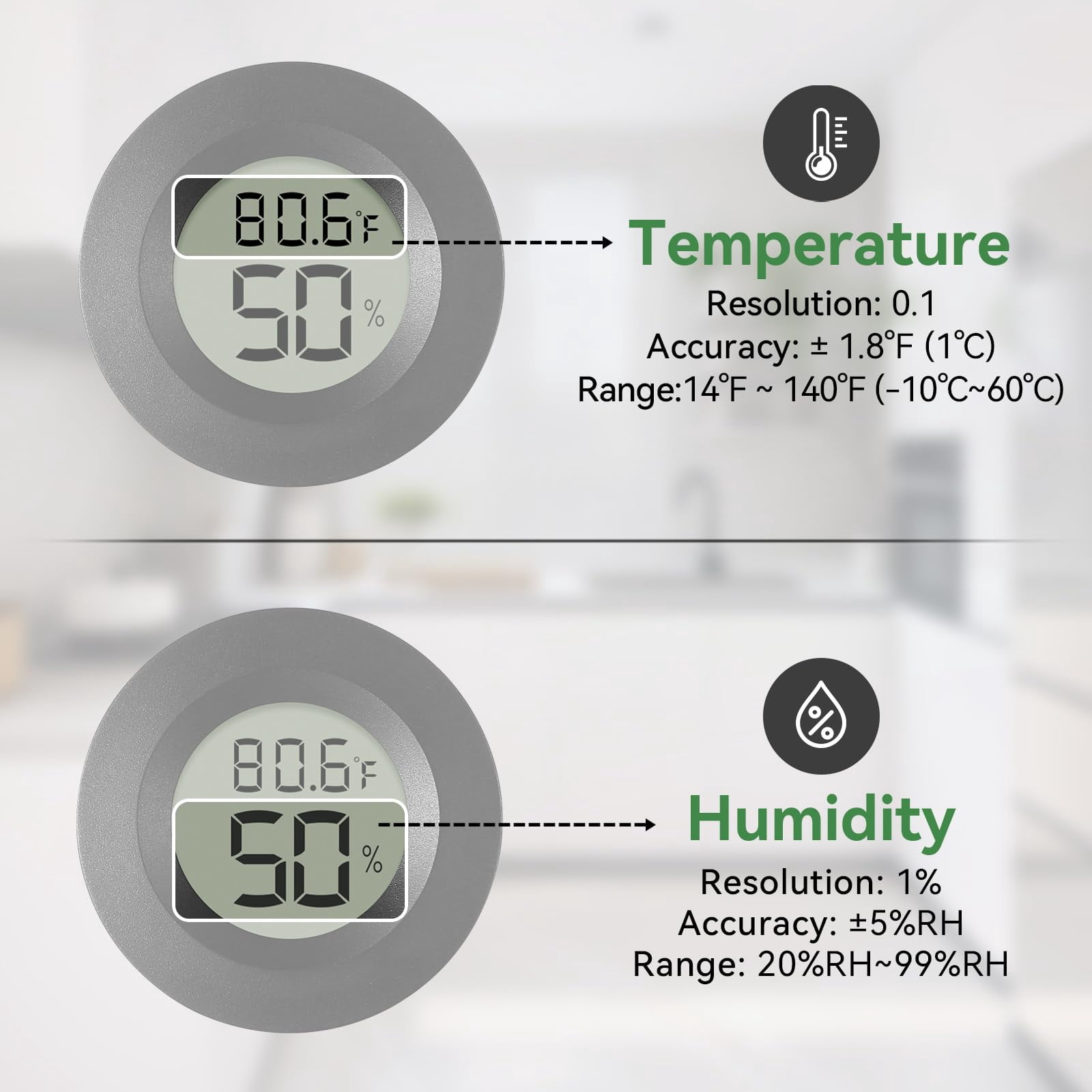 3-pack Mini Hygrometer & Thermometer  Indoor Outdoor Digital Humidity Meter Gauge Temperature ℉/℃ For Home Office Reptile Car Greenhouse Lab Terrarium Cellar.. A01 Black