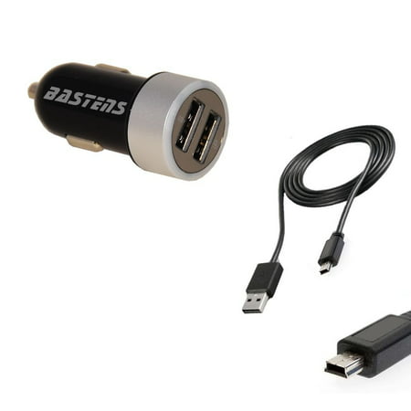 2in1 mini pocket sized lighted car charger kit includes double USB power ports 2.4 Amp 12W with USB charge cable designed for the TomTom XL Live IQ