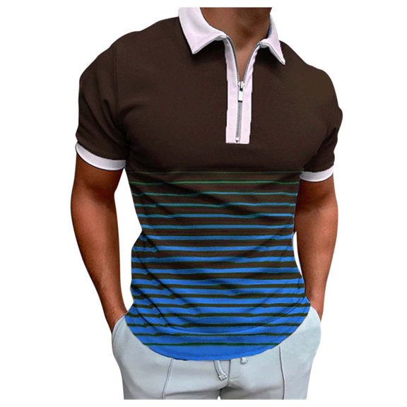 adviicd Men Tops Dressy Mens Polo Shirt Mens V Neck t Shirts Slim Fit Muscle Polo Shirts for Men Short Sleeve Dry Fit Golf Shirts Casual Stylish Cloths Blue 2XL