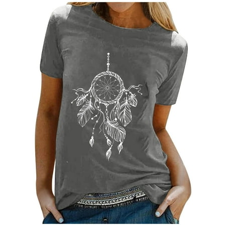

Womens Casual Cute Graphic Tshirt Shirts Short Sleeve Loose Tee Tops Tunic Blouse Corset Tops Wrap Dresses Ladies Going Out Plus Size Y2k Tees Fall Winter Boho Tunic Tops Party Sexy Print Tshirt