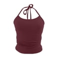 thumbnail image 5 of Womens Summer Tops Backless Tie Neck Double Lined Basic Halter Tops for Women Red L, 5 of 7