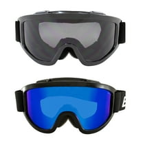 Birdz Eyewear Vulture Motorcycle Goggles ANSI Z87.1  Padded Fit-Over Safety Goggles 2 Pairs Black Frame w/Smoke & ReflecTech Blue Mirror Lenses