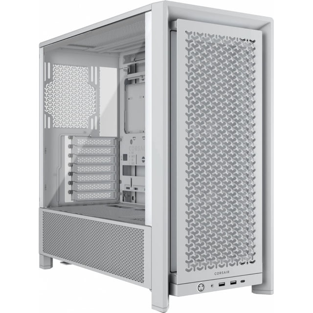 Funda para PC Corsair 4000D RS con marco modular de alto flujo de aire, color blanco