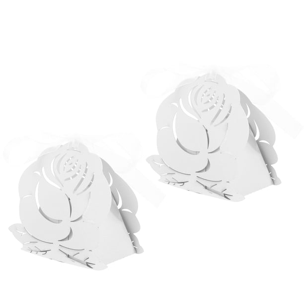 20pcs Cajas de almacenamiento en forma de rosa Cajas de caramelo de papel caja de embalaje de regalo para boda