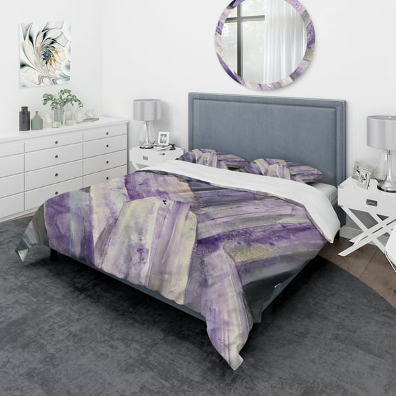 Designart 'Geometric Purple Glacier' Geometric Duvet Cover Set