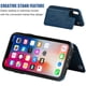 thumbnail image 4 of Funda tipo billetera para iPhone Xs con tarjetero, funda de piel sintética de primera calidad con ranuras para tarjetas, cierre magnético doble y cubierta duradera a prueba de golpes (azul), 4 of 6