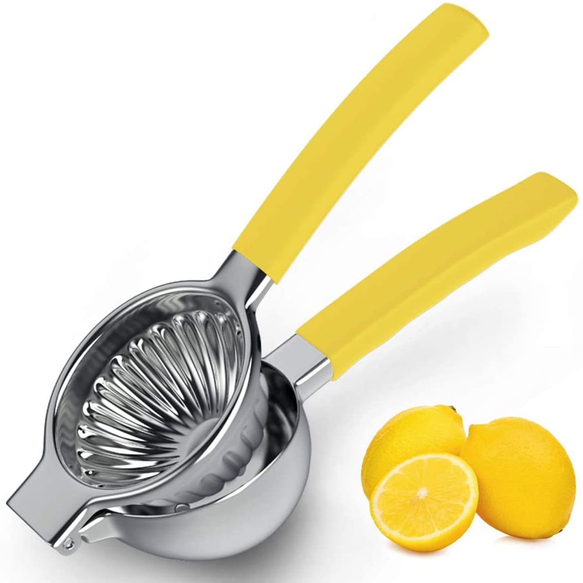 Kepooman 3.54" Handheld Stainless Steel Lemon Squeezer with Non Slip Silicone Handle for Orange Citrus, Yellow Kepooman 3.54" Handheld Stainless Steel Lemon Squeezer with Non Slip Silicone Handle for Orange Citrus, Yellow