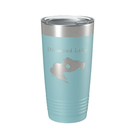 

Diamond Lake Map Tumbler Travel Mug Insulated Laser Engraved Coffee Cup Michigan 20 oz Light Blue