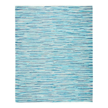 SAFAVIEH Rag Elena Striped Cotton Area Rug, Turquoise/Multi, 10' x 14'