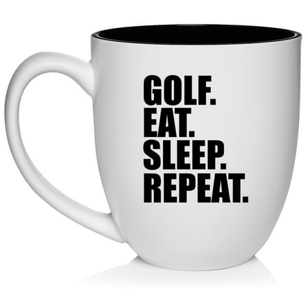 

Golf Eat Sleep Repeat Ceramic Coffee Mug Tea Cup Gift for Her Him Friend Coworker Wife Husband (16oz White)