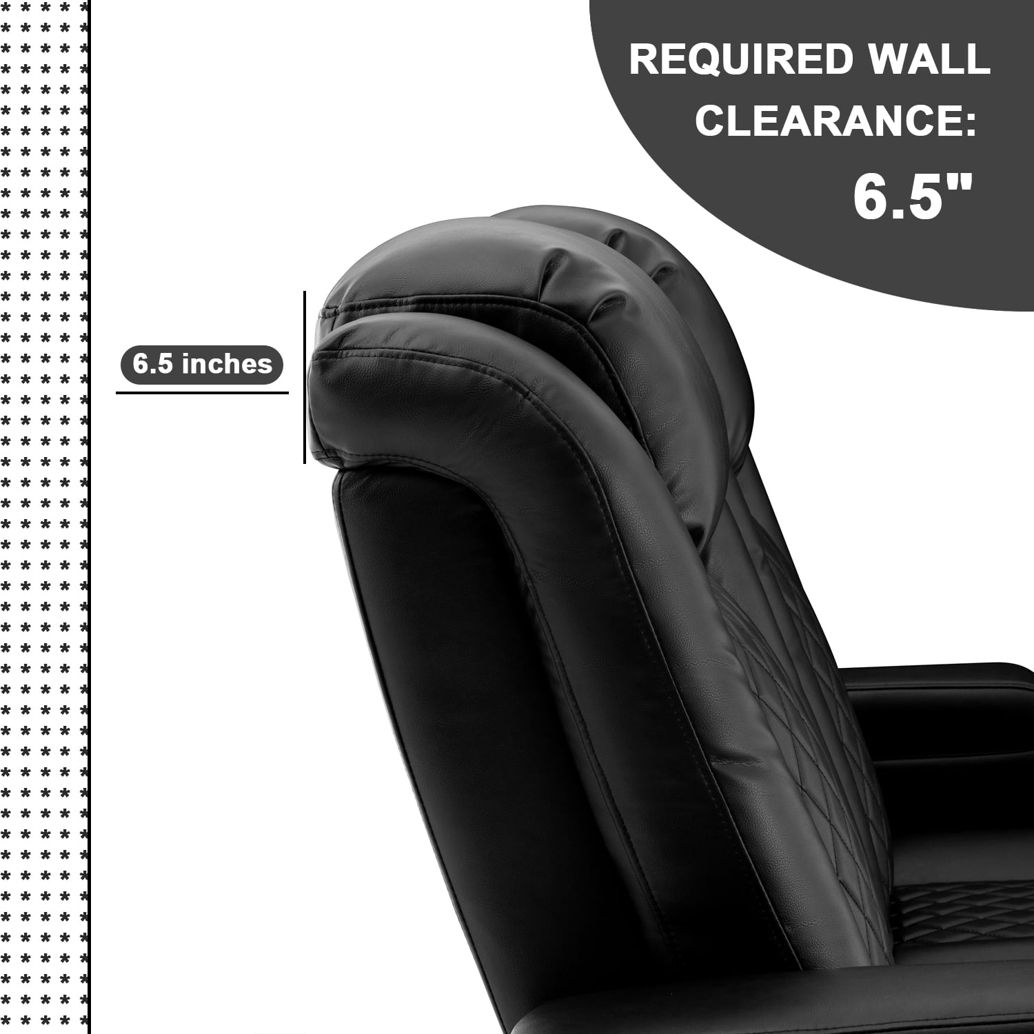 57" Loveseat Recliner, Recliner Sofa with 3 Cup Holders and 2 Pillows, Wall Hugger Recliners & 135° Reclining Loveseat (Black PU Leather Furniture)