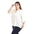 thumbnail image 2 of Blusa con detalle de moño Roman Fashion /Tallas Extras, 2657 (Hueso) blanco 38, 2 of 6