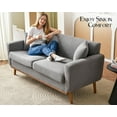 thumbnail image 4 of Merluxy Deep Seat Sofa Couch with Wood Base and Legs, Grey BouclÃ© Couch for Living Room, 4 of 7