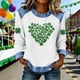 thumbnail image 1 of TaTaai Women's Spring Holiday Blouse Long Sleeve Round Neck St. Patrick's Day Patchwork Design Irish Festival Casual Top Gift, 1 of 5