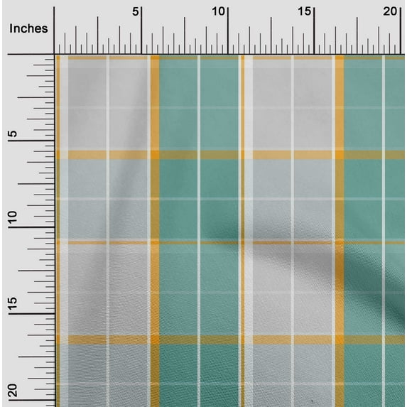 oneOone Cotton Poplin Twill Dusty Teal Blue Fabric Madras Check Quilting Supplies Print Sewing Fabric By The Yard 56 Inch Wide