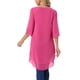 thumbnail image 3 of INSPIRAR CHIC Blusa de Chifón Asimétrica de Cuello Redondo con Mangas de Volante 3/4 en Rosa Fucsia XL, 3 of 6