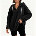 thumbnail image 5 of hlysgo Womens Oversized Sherpa Hoodie Pullover Fuzzy Fleece Sweatshirt Plaid Fluffy Tops with Pockets Black,M, 5 of 6