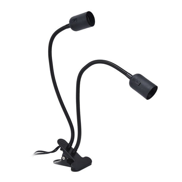 Portalámparas De Mesa E27/E26 Negro De Doble Cabeza, Soporte De Lámpara Con Clip De Material Duradero Ajustable De 360 grados