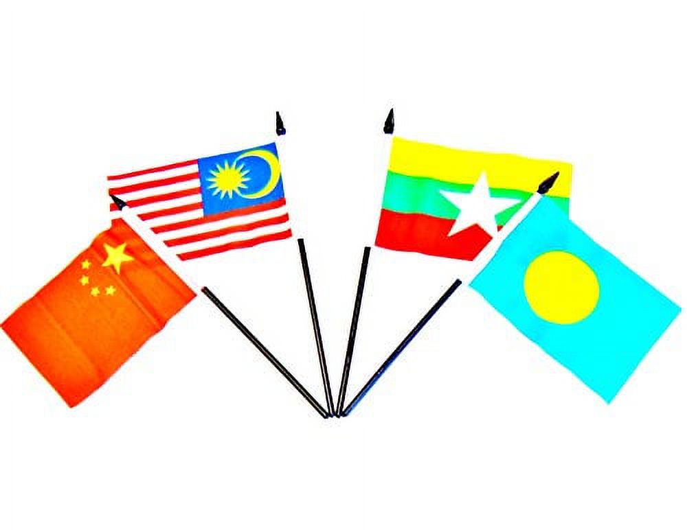 SOUTH EAST ASIA WORLD FLAG SET--20 Polyester 4"x6" Flags, One Flag for Each Country in South East Asia, 4x6 Miniature Desk & Table Flags, Small Mini Stick Flags - image 2 of 6