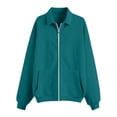 thumbnail image 4 of Nestiefly Womens Sweatshirt Lightweight Zip Up Jackets Fall Winter Long Sleeve Oversized Hoodies Jacket With Pockets Dark Green 2XL, 4 of 5
