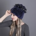thumbnail image 3 of Contrast Color Furry Hat for Women  Winter Beanie with Patchwork, 3 of 4