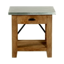 Alaterre Millwork 22" Wood and Zinc Metal End Table with Drawer