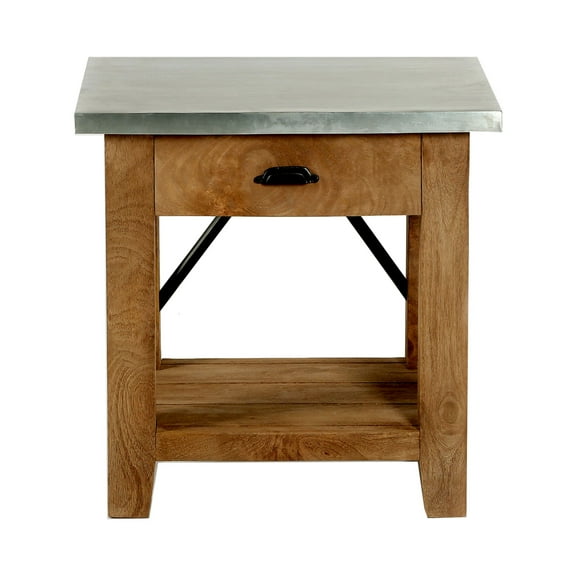 Alaterre Millwork 22" Wood and Zinc Metal End Table with Drawer