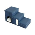 thumbnail image 3 of Escaleras para perros, suaves, de 3 niveles, para camas altas, salones y escaleras. Azul marino, 3 of 8