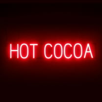 SpellBrite HOT COCOA LED Sign for Business. 35.0" x 6.3" Red HOT COCOA Sign Has Neon Sign Look With Energy Efficient LED Light Source. Visible from 500  Feet, 8 Animation Settings.