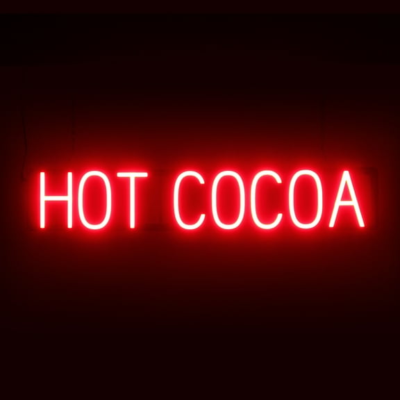 SpellBrite HOT COCOA LED Sign for Business. 35.0" x 6.3" Red HOT COCOA Sign Has Neon Sign Look With Energy Efficient LED Light Source. Visible from 500 Feet, 8 Animation Settings.