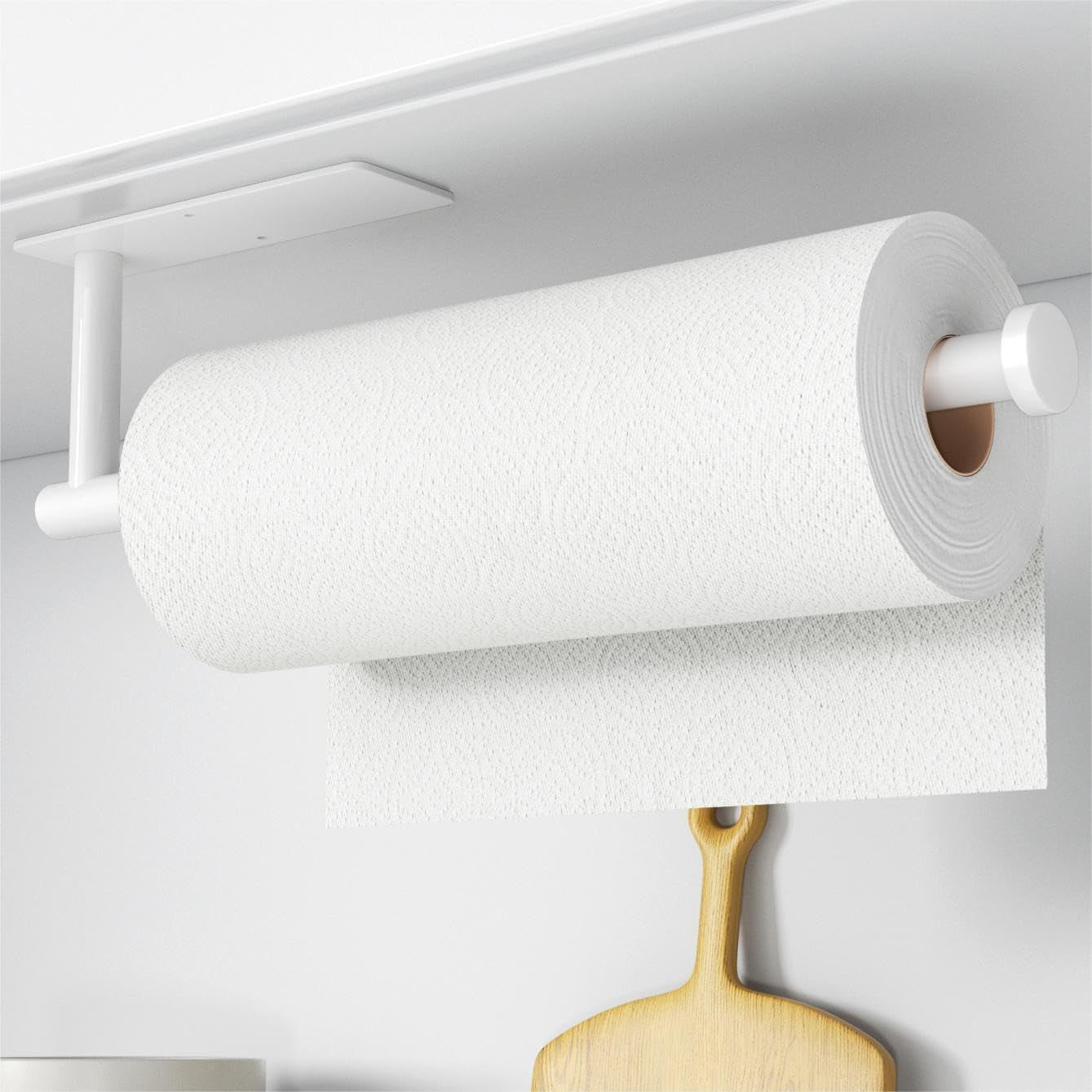 Beeyoka Adhesive Paper Towel Holder - Stainless Steel, Under Cabinet Mount, Matte Black