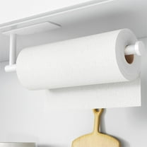SUWU Paper Towel Holder - Self-Adhesive or Drilling, White Wall Mounted Paper Towel Rack for Kitchen, SUS304 Stainless Steel Kitchen Roll Holder Under Cabinet