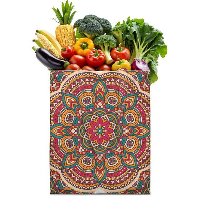 Sac Fourre-Tout Réutilisable Mandala Géométrique Inspiré Ethnique - Sac de Courses Spacieux et Écologique