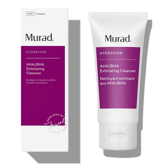 Murad AHA/BHA Exfoliating Cleanser - Triple-Action Cleansing Exfoliator with Salicylic, Lactic, & Glycolic Acids - Creamy Face Wash Removes Dull, Dry Skin for Smoother, Softer Skin (2 Fl Oz)