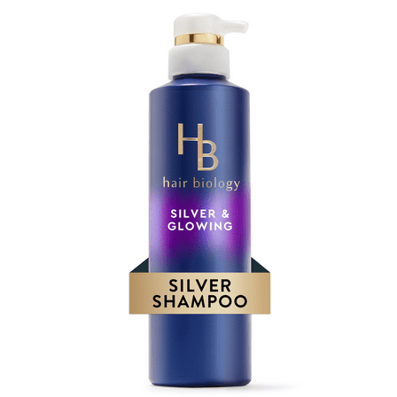 Hair Biology Purple Violet Silver Shampoo For Gray or Blonde Brassy Color Treated Hair, Fights Brassiness and Replenishes - 12.8 fl oz