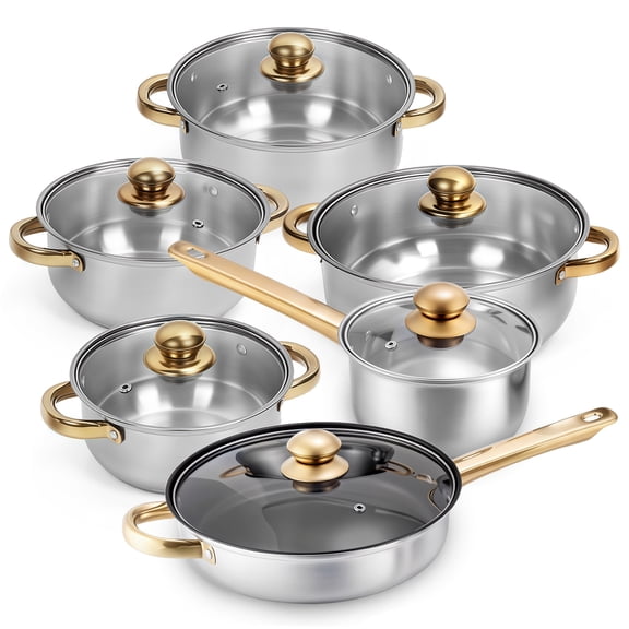 Tebru 12 Piece Nonstick Stainless Steel Cookware Set