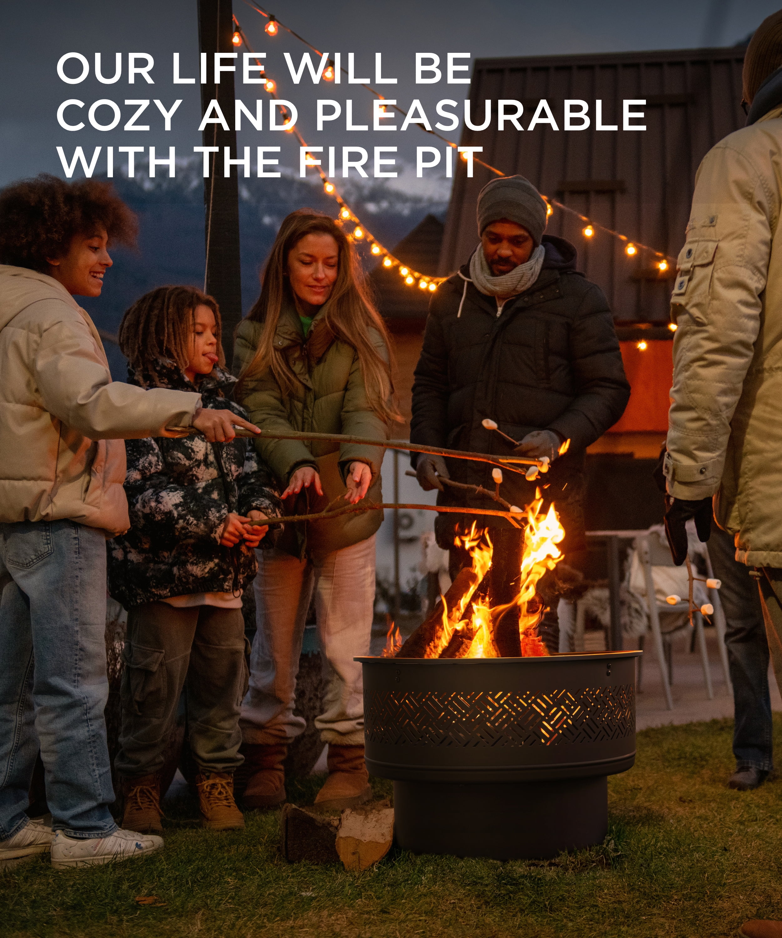 TVOFEK 26 inch Fire Pit Table with BBQ Grill & Lid, Round Wood Burning Firepits for Outside with Fire Poker for Bonfire, Camping, Yards