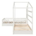 thumbnail image 4 of L-Shaped House Platform Bed with Roof & Window, Solid Wood Twin Size Corner Platform Bed Frame with Fence, Multifunctional Twin Playhouse Floor Bed Tent Bed for Boys Girls, No Box Spring Needed, White, 4 of 7
