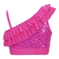 thumbnail image 2 of vastwit Girls Sequin Ruffled Ballet Dance Crop Top Performance Costume One Shoulder Modern Jazz Cami Tank Tops Hot Pink 12, 2 of 7