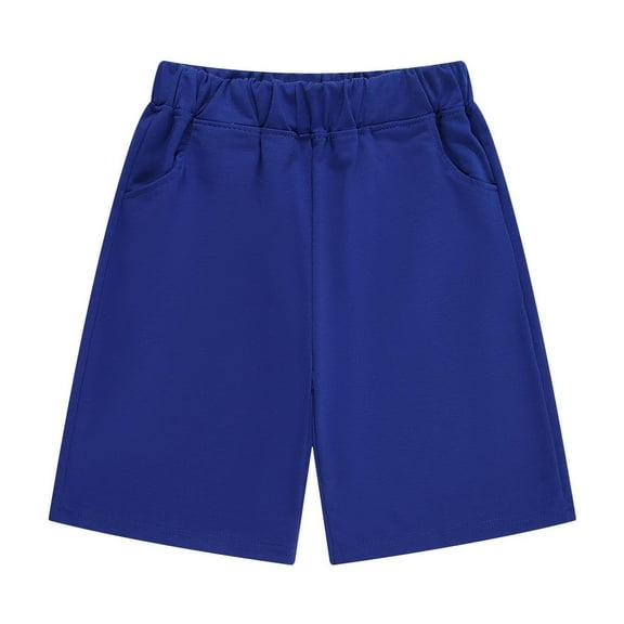 sovlvnd Summer Shorts Child's Summer Solid Color Boys And Girls Children Botton Short Pants Cute Shorts Blue, 3-4 Years
