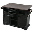 thumbnail image 4 of Harper & Bright Designs Kitchen Island with Drop Leaf and Wheels, Kitchen Storage Cart with 4 Door Shelves, Farmhouse Rolling Kitchen Island with Power Outlet and Visual Glass Door, Black, 4 of 13