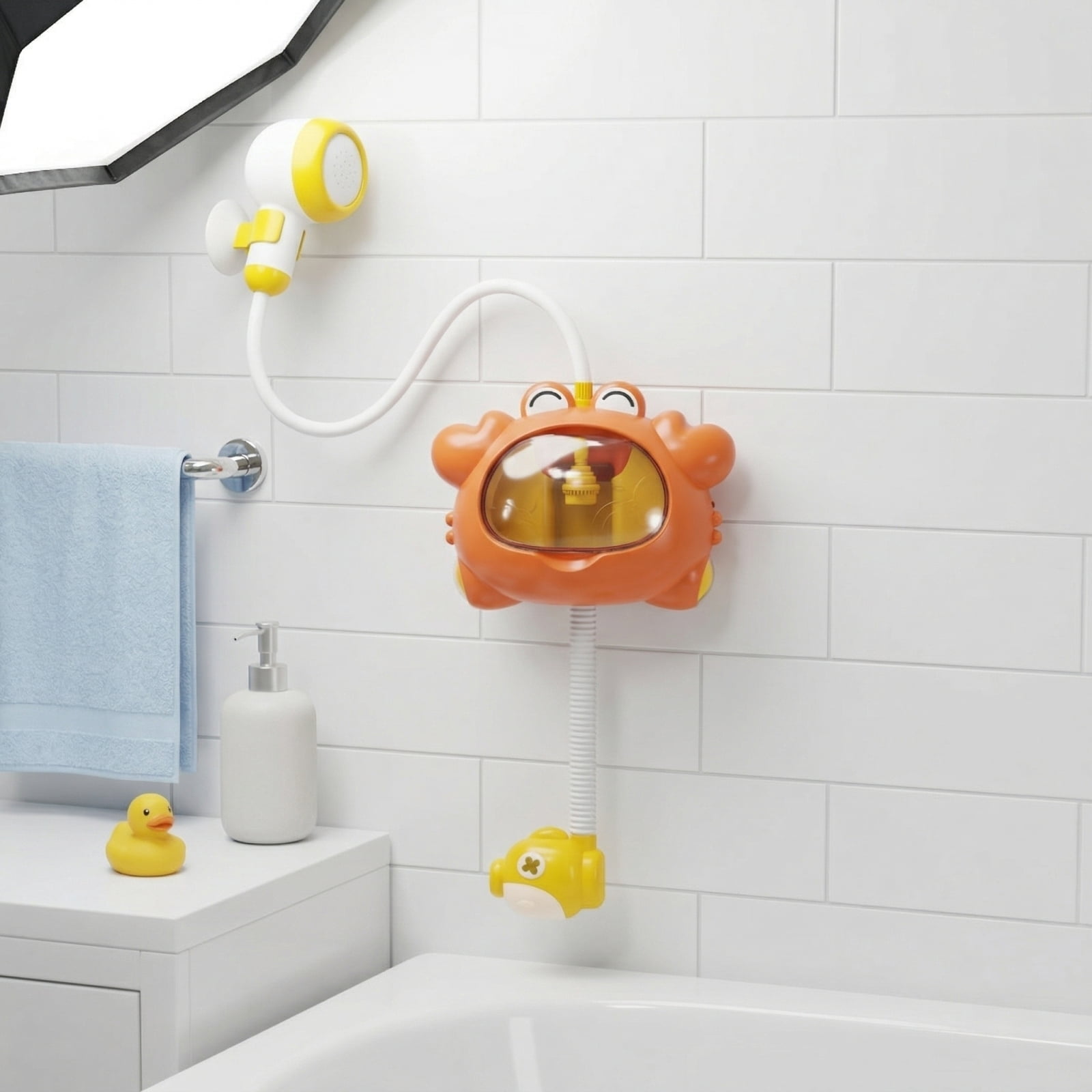 Electric Crab Bath Toy with Light and Bubble Function for Babies Kids 0-6 Years Soft Plastic Shower Sprayer for Fun Bathtime Playtime