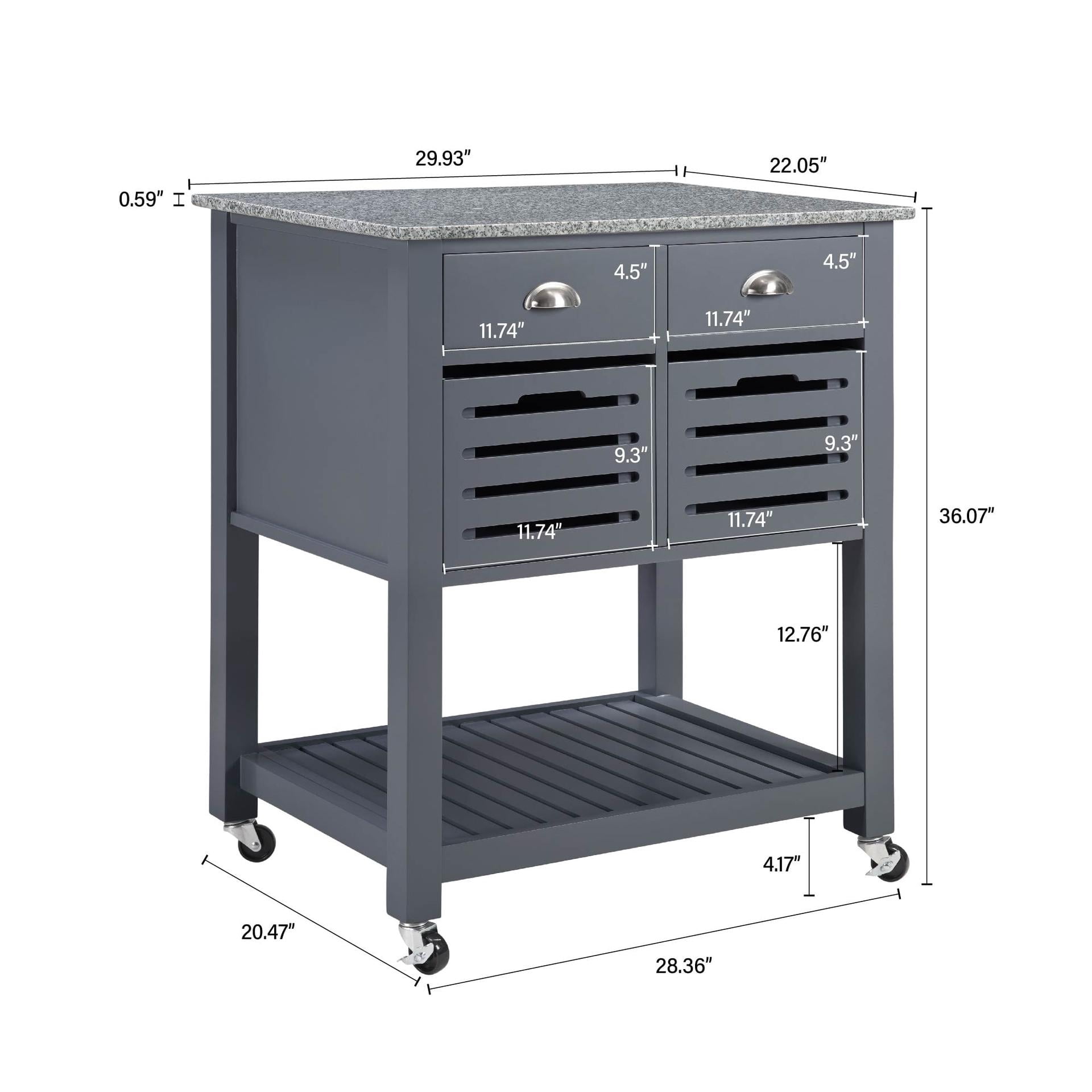 Mobile Rolling Kitchen Island Trolley Serving Cart with 2 Drawers & Slide-Out Wire Storage Basket