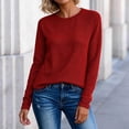 thumbnail image 6 of Kcavykas Womens Tops Waffle Knit Women's Blouses Crew Neck Raglan Long Sleeve Loose Casual Top for Daily, 6 of 8