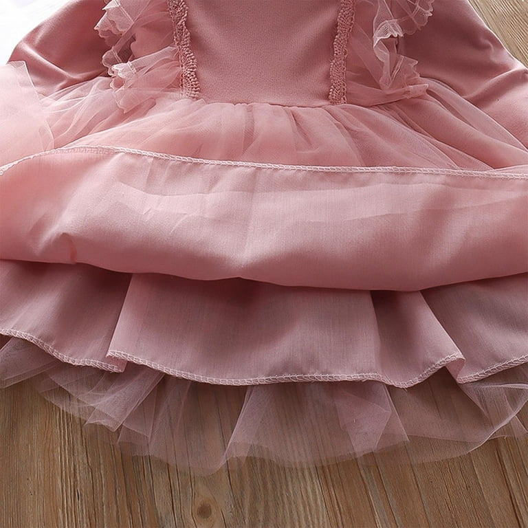 IVEYRTF Girls Fashion Solid Color Long Sleeve Round Neck Princess Dress Bow Cute  Party Wear Dresses for Toddler Kids Fashion Holiday Birthday Outfit(Pink,5  Years) - Walmart.com