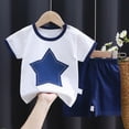 thumbnail image 2 of TOWED22 Infant Baby Boy Clothes 2 Pieces Crewneck Short Sleeve Round Neck Top T-Shirt Truck Graphic Pocket Cargo Shorts Outfits(Dark Blue,5-6 Y), 2 of 4