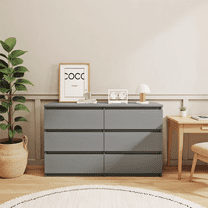 YYAo Particle Board 6 Drawer Dresser, Large Modern Chest of 6 Drawers Night Table, Storage Cabinet for Bedroom, Closet, Living Room, Gray