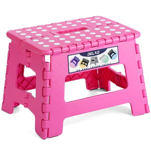 Taburete plegable Delxo Rose Pink de 9 pulgadas, antideslizante, 300 kg