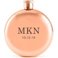 thumbnail image 1 of Weddingstar Customizable Rose Gold Stainless Steel Round Hip Flask - Classic Monogram Engraving, 1 of 2